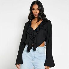 I Saw It First Sheer Tie Frill Front Blouse