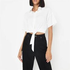 Missguided Short Sleeve Tie Front Shirt