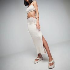 Missguided Co Ord Textured Cut Out Side Tie Waist Maxi Skirt