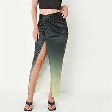 Missguided Ombre Twist Front Satin Midaxi Skirt