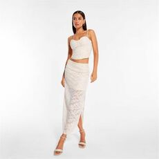 Missguided Co Ord Jacquard Floral Ruched Maxi Skirt