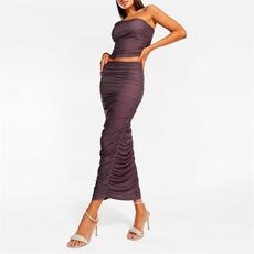 Missguided Co Ord Ruched Slinky Midaxi Skirt