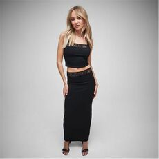 Missguided Lace Trim Crepe Maxi Skirt