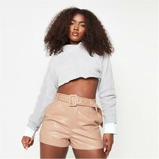 Missguided Faux Leather Belted Shorts