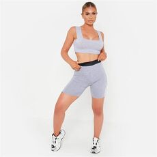 I Saw It First Contrast Waistband Double Stripe Cycling Shorts