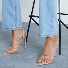 I Saw It First Clear Strap Pointed Toe Barely There Heels