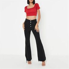 Missguided Wide Leg Button Front Jeans