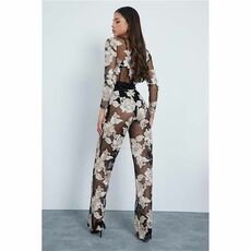 I Saw It First Floral Applique Mesh Flared Trousers Co-Ord
