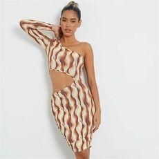 I Saw It First Chocolate Ombre Print Cut Out Middle Strappy Mini Dress