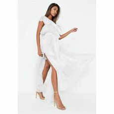 Missguided SHOULDER RUFFLE MAXI DRESS TULLE