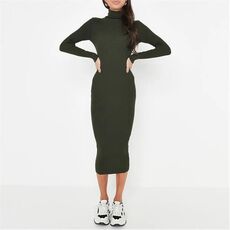 Missguided Recycled Petite Rib Roll Neck Midaxi Dress