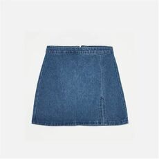 Missguided Petite Split Detail Denim Mini Skirt