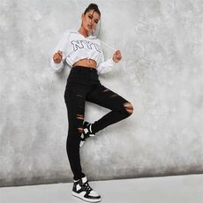 Missguided Sinner High Waisted Extreme Ripped Skinny Jeans