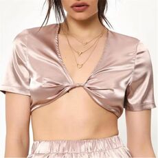 I Saw It First Satin Knot Front Top