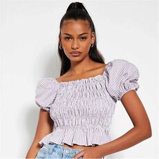 I Saw It First Gingham Check Ruched Top
