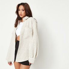 Missguided Trim Detail Boucle Shacket