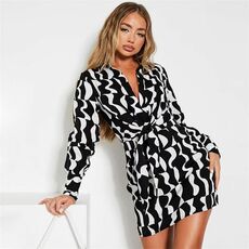 I Saw It First Long Sleeve Knot Front Plunge Mini Dress