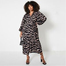 I Saw It First Plus Size Abstract Print Wrap Front Midaxi Dress