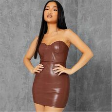 I Saw It First Petite Strapless Faux Leather Bodycon Dress