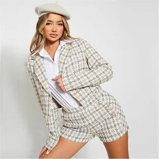 I Saw It First Boucle Tweed Double Breasted Cropped Blazer