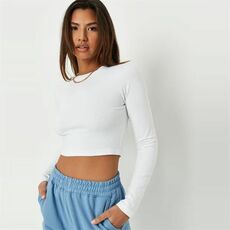 Missguided Cropped Long Sleeve T Shirt