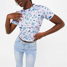 I Saw It First Butterfly Print Cropped T Shirt