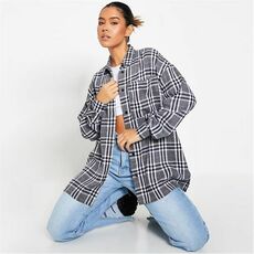 I Saw It First Brushed Check Oversized Shirt