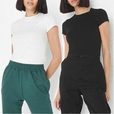 Missguided Cap Sleeve Fitted T Shirt 2 Pack