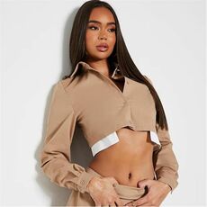 I Saw It First Exposed Pocket Button Up Crop Shirt Co-Ord