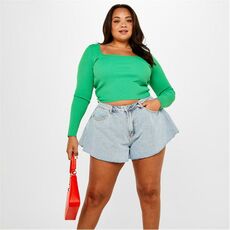 Missguided Recycled Plus Size Floaty Denim Shorts
