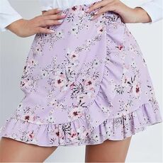 I Saw It First Floral Wrap Front Mini Skirt