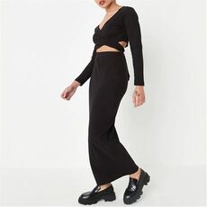 Missguided Petite Rib Crop Top And Maxi Skirt Co Ord Set