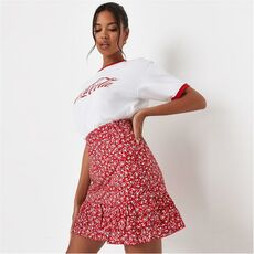 Missguided Floral Print Frill Hem Mini Skirt