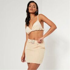 I Saw It First Woven Utility Belted Mini Skirt