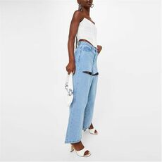 Missguided Petite Wide Leg Ripped Jeans