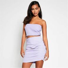 I Saw It First Ruched Asymmetric Strapless Top