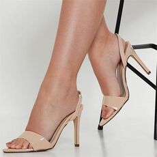 I Saw It First Patent Slingback Pointed Toe Barely There Heels