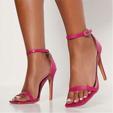 I Saw It First Mock Croc Faux Leather Square Toe Barely There Heeled Sandals