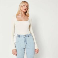 Missguided Basic Square Neck Knit Rib Top