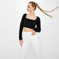 Missguided Tall Quilted Square Neck Crop Top_0