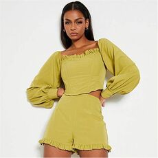 I Saw It First Off Shoulder Long Sleeve Corset Crop Top