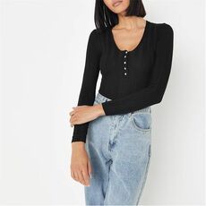 Missguided Recycled Rib Button Front Bodysuit