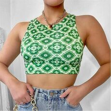 I Saw It First Tile Print Slinky Racer Crop Top Co-Ord