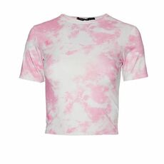 I Saw It First Tie Dye Fitted Cotton Crop T-Shirt_0