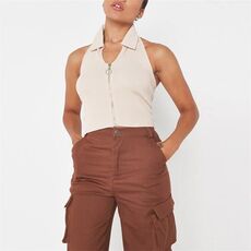 Missguided Sleeveless Collared Crop Top