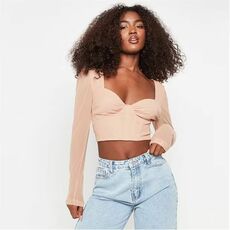 Missguided Mesh Puff Sleeve Milkmaid Corset Top