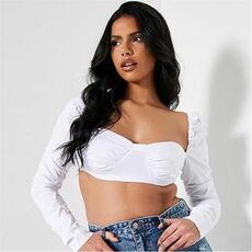 I Saw It First Bengaline Ruched Sleeve Bralet