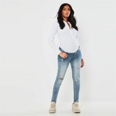 Missguided Wash Distressed Maternity Skinny Jeans