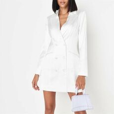 Missguided Satin Double Breasted Blazer Dress