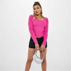 Missguided Rib Basic Square Neck Knit Top